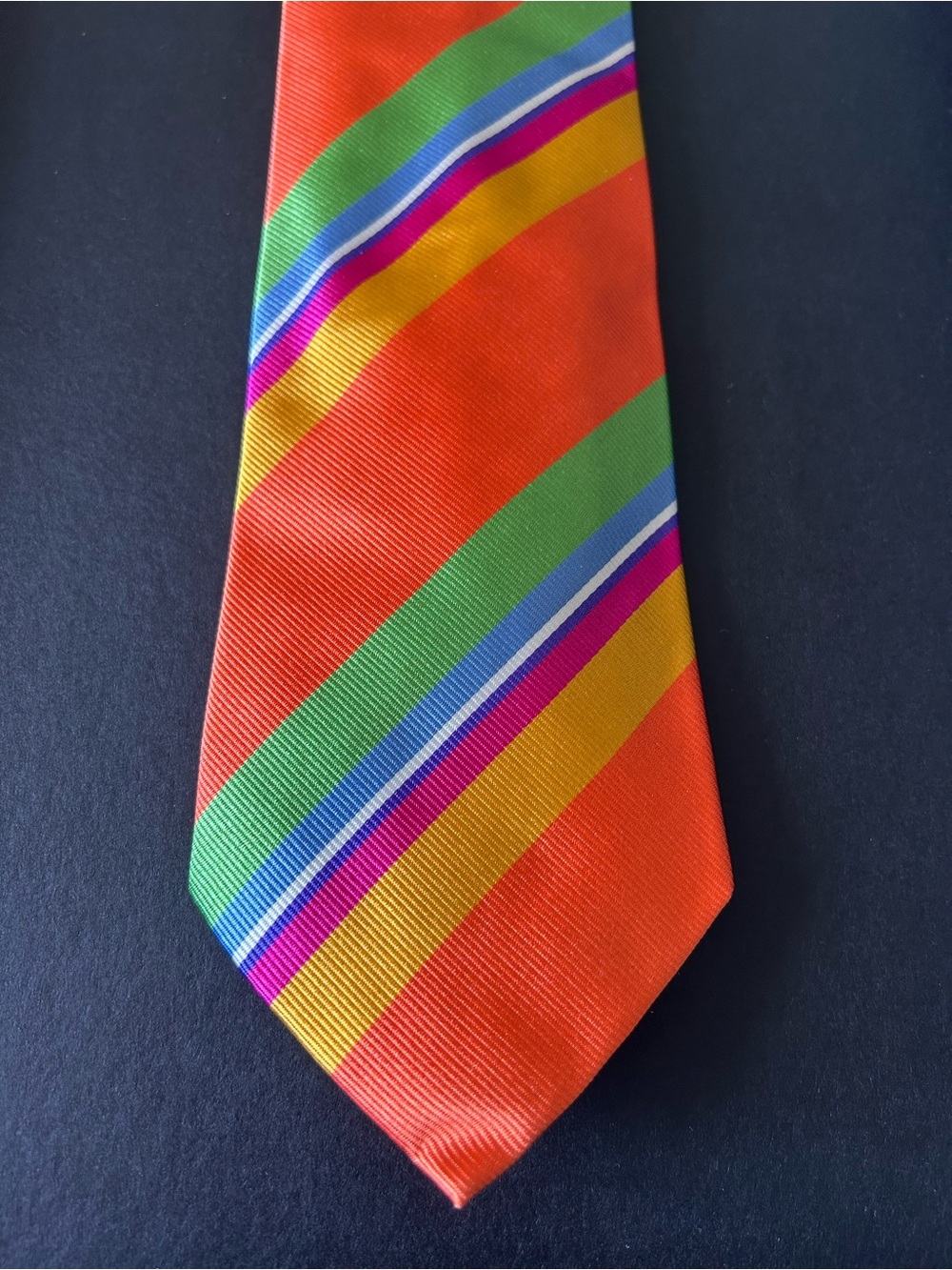 Ralph Lauren Purple Label Orange Multi-Stripe Silk Tie
